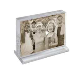 Azar Displays The Imperial Collection: Acrylic Block Frame On Acrylic Base, Horizontal 11"W X 8.5"H