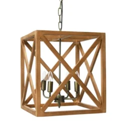 Metal/Wood Chandelier Natural Brown - Storied Home -Lamps and Lighting Store GUEST 449c32d1 f3b4 4433 a194 053100804c58