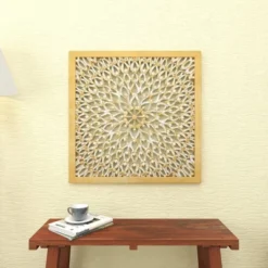 Wood Floral Handmade Intricately Carved Wall Decor With Mandala Design Light Brown - Olivia & May -Lamps and Lighting Store GUEST 46b083e2 7ddf 4d75 8654 14344e8afdf3