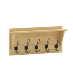 Merrick Lane Pine Wood 24 Inch Wall Mount Storage Rack With 5 Hanging Hooks And Upper Display Shelf 30 Merrick Lane Pine Wood 24 Inch Wall Mount Storage Rack With 5 Hanging Hooks And Upper Display Shelf -Lamps and Lighting Store GUEST 475d0a06 1f5c 49a2 bdc2 977bd3911d26 1