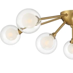 Possini Euro Design Spheres Modern Ceiling Light Flush Mount Fixture 28" Wide Warm Brass 9-Light LED Clear Globe Glass For Bedroom Kitchen Living Room -Lamps and Lighting Store GUEST 4772bc4d 2bc9 44cc bcf3 2272d462bd50