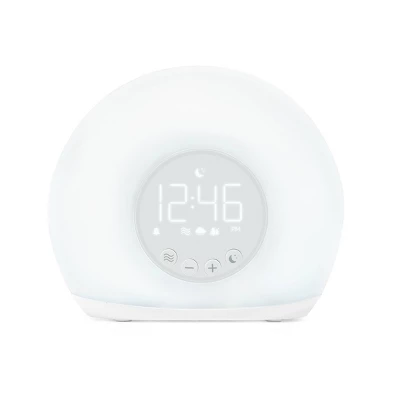 Moon Glow Alarm With Sunrise Wakeup Light Table Clock White - Capello 3 Moon Glow Alarm With Sunrise Wakeup Light Table Clock White - Capello