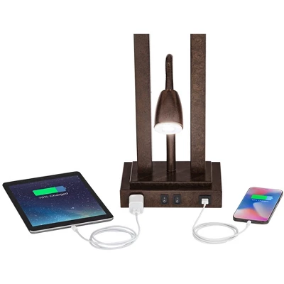 Possini Euro Design Possini Euro Deacon Bronze Gooseneck Lamps With USB And Outlet Set Of 2 5 Possini Euro Design Possini Euro Deacon Bronze Gooseneck Lamps With USB And Outlet Set Of 2 - Image 3