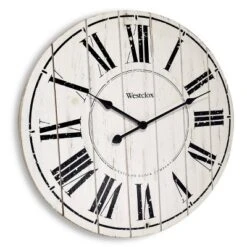 18" Plank Wood Wall Clock White - Westclox