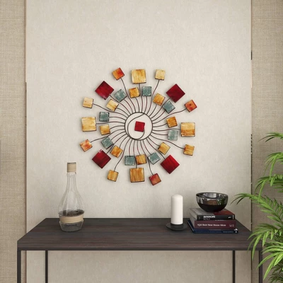 Metal Sunburst Wall Decor With Square Panel Accent Brown - Olivia & May 17 Metal Sunburst Wall Decor With Square Panel Accent Brown - Olivia & May - Image 15