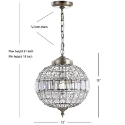12" Crystal/Metal Georgina Chandelier Pendant (Includes Energy Efficient Light Bulb) Antique Brass - JONATHAN Y -Lamps and Lighting Store GUEST 5073dea5 2984 4a1f a267 d35b15e2c00c