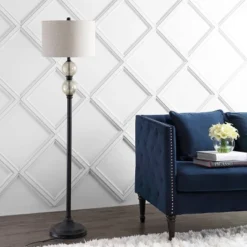 60" Glass/Metal January Floor Lamp (Includes LED Light Bulb) Black - JONATHAN Y -Lamps and Lighting Store GUEST 5268a922 675a 40d1 b411 ada9e963d71f