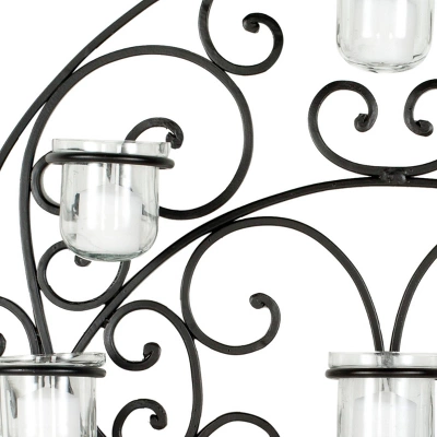 Circular Scroll Tea Light Wall Décor - Black - Safavieh 4 Circular Scroll Tea Light Wall Décor - Black - Safavieh - Image 2