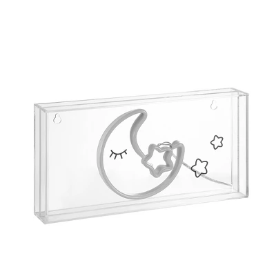 11.8" Moon Contemporary Glam Acrylic Box Pendant (Includes LED Light Bulb) Neon Pink/Yellow - JONATHAN Y 4 11.8" Moon Contemporary Glam Acrylic Box Pendant (Includes LED Light Bulb) Neon Pink/Yellow - JONATHAN Y - Image 2