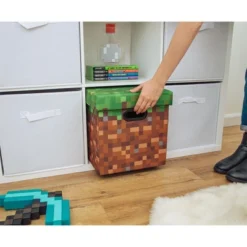 Ukonic Minecraft Grassy Block Fabric Storage Bin Cube Organizer With Lid | 13 Inches -Lamps and Lighting Store GUEST 53bceb79 794d 4e54 9d58 fc0673f744c2