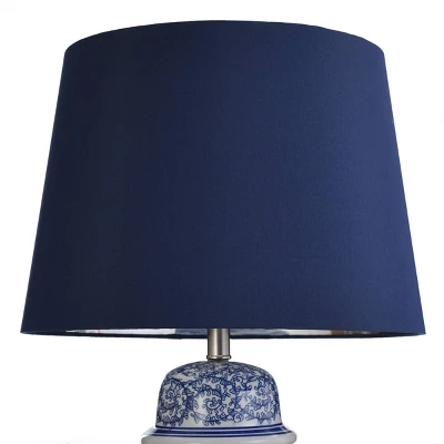 Blue Ivy Swirl Table Lamp With Blue Hardback Fabric Shade - StyleCraft 5 Blue Ivy Swirl Table Lamp With Blue Hardback Fabric Shade - StyleCraft - Image 3
