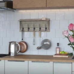 Merrick Lane Pine Wood 24 Inch Wall Mount Storage Rack With 5 Hanging Hooks And Upper Display Shelf 20 Merrick Lane Pine Wood 24 Inch Wall Mount Storage Rack With 5 Hanging Hooks And Upper Display Shelf -Lamps and Lighting Store GUEST 54e12820 a822 403f b044 ccf1c2a10348