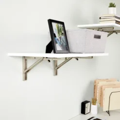 Built Industrial 2 Pack Folding L Wall Shelf Bracket, 10 Inch Collapsible Hardware With Locking Hinge For Garage Shelves, Holds 120lbs -Lamps and Lighting Store GUEST 555ad0b8 e83d 42c4 af02 5dfe3c43b4ec