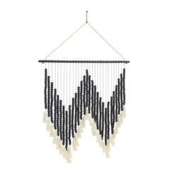 Wood Macrame Beaded Wall Decor With Fringe Tassels - Olivia & May -Lamps and Lighting Store GUEST 5588fe1e 1f18 423a 9e4e dcf184dc73df