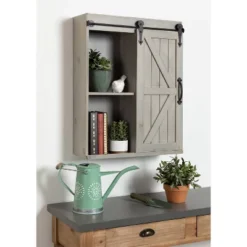Decorative Wood Wall Storage Cabinet With Sliding Barn Door Rustic Gray - Kate & Laurel All Things Decor -Lamps and Lighting Store GUEST 55966c9e c3c4 4c04 8c24 b18854319abd