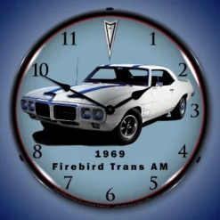 Collectable Sign & Clock | 1969 Firebird Trans Am LED Wall Clock Retro/Vintage, Lighted
