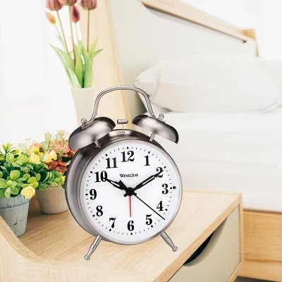 4.5" Nickel Classic Twin Bell Alarm Clock - Westclox 5 4.5" Nickel Classic Twin Bell Alarm Clock - Westclox - Image 3