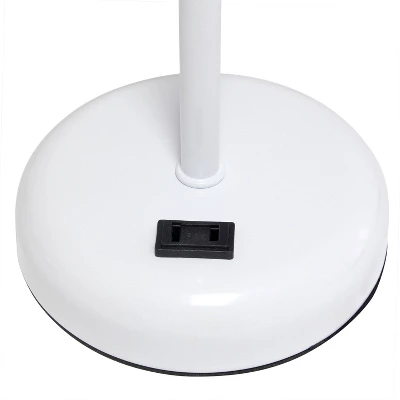 19.5" Bedside Power Outlet Base Metal Table Desk Lamp In White With Light Pink Fabric Shade - Creekwood Home 7 19.5" Bedside Power Outlet Base Metal Table Desk Lamp In White With Light Pink Fabric Shade - Creekwood Home - Image 5