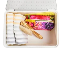 Medium Stacking Bin With Lid Clear/White - Madesmart -Lamps and Lighting Store GUEST 55f45de5 fd01 42be 9555 0a3c5135b93c