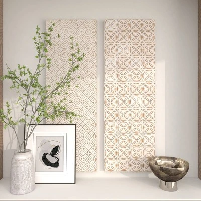 Set Of 2 Wooden Geometric Intricately Carved Wall Decors White - Olivia & May 9 Set Of 2 Wooden Geometric Intricately Carved Wall Decors White - Olivia & May - Image 7