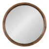 22" X 22" Hutton Round Wood Wall Mirror Rustic Brown - Kate And Laurel
