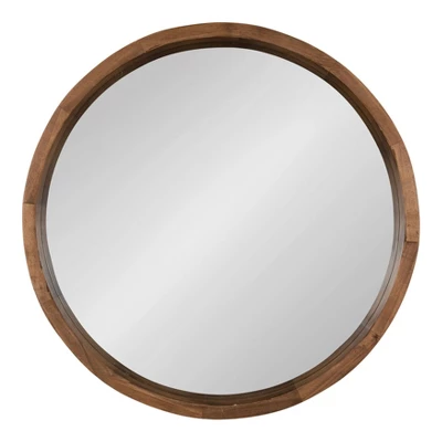 22" X 22" Hutton Round Wood Wall Mirror Rustic Brown - Kate And Laurel 3 22" X 22" Hutton Round Wood Wall Mirror Rustic Brown - Kate And Laurel