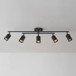 5-Light Matte Black Track Lighting With Center Swivel Bar With Pivoting Shades - Globe Electric 15 5-Light Matte Black Track Lighting With Center Swivel Bar With Pivoting Shades - Globe Electric -Lamps and Lighting Store GUEST 59fd0951 4e29 42d1 9f02 14a5d46ed882