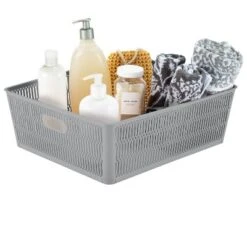 Simplify 2pk Large Slide And Stack Storage Shallow Totes Gray -Lamps and Lighting Store GUEST 5ada12e6 b8ce 4639 b753 832bdaa2bfaf