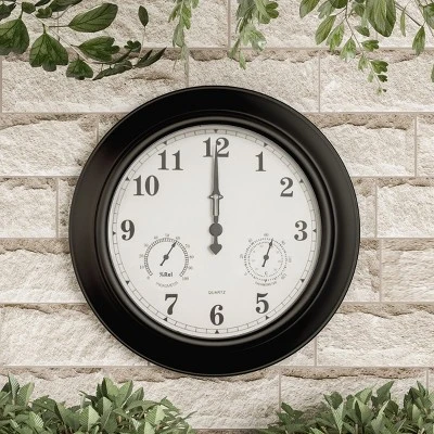 Nature Spring Wall Clock Thermometer – 2.5" X 18", Black 3 Nature Spring Wall Clock Thermometer – 2.5" X 18", Black