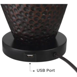 Franklin Iron Works Kaly Rustic Industrial Table Lamps 25" High Set Of 2 Hammered Oiled Bronze With USB Charging Port Faux Leather Drum Shade For Desk 12 Franklin Iron Works Kaly Rustic Industrial Table Lamps 25" High Set Of 2 Hammered Oiled Bronze With USB Charging Port Faux Leather Drum Shade For Desk -Lamps and Lighting Store GUEST 5cc1a4a6 7de2 4aa9 ab6e 43c4defd733c