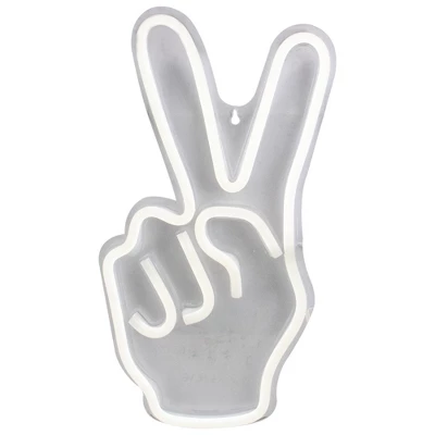 Northlight 15” Bright White Neon Style Peace Fingers LED Lighted Wall Sign 3 Northlight 15” Bright White Neon Style Peace Fingers LED Lighted Wall Sign