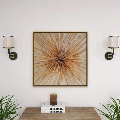 Canvas Starburst Radial Framed Wall Art With Gold Frame Brown - Olivia & May 3 Canvas Starburst Radial Framed Wall Art With Gold Frame Brown - Olivia & May