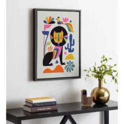 18" X 24" Sylvie Lion Framed Canvas Wall Art By Rachel Lee Black/Gray - Kate And Laurel -Lamps and Lighting Store GUEST 5f25c786 2569 42cc ab3f 5a116b8ede30