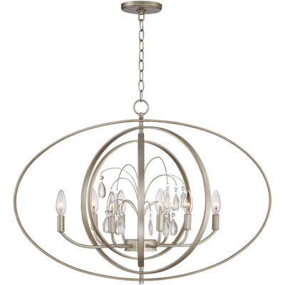Possini Euro Design Tiller Champagne Satin Silver Pendant Chandelier 31 1/2" Wide Modern Open Orb Frame 8-Light Fixture For Dining Room Kitchen Island 6 Possini Euro Design Tiller Champagne Satin Silver Pendant Chandelier 31 1/2" Wide Modern Open Orb Frame 8-Light Fixture For Dining Room Kitchen Island - Image 4