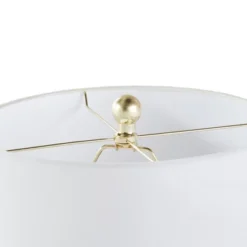 Tristan Ceramic Wood (Includes LED Light Bulb) Table Lamp With White Base And Cream Shade - Ink+Ivy -Lamps and Lighting Store GUEST 5ff08dbe c8e5 47e8 a2a4 decd658570bb