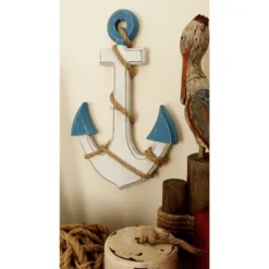 Wooden Anchor Wall Decor With Twisted Rope White - Olivia & May -Lamps and Lighting Store GUEST 5ff0e869 c205 4d77 a20c 133a86f3dc78