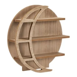 Brown Wooden Moon Shelf, Rustic Wall Home Decor, Crystal Holder For Stones Display And Essential Oils (12 X 12 X 3 In) -Lamps and Lighting Store GUEST 614a7a26 79e1 4df3 9824 a9a96345db29