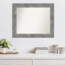 34" X 28" Non-Beveled Bridge Gray Wood Wall Mirror - Amanti Art -Lamps and Lighting Store GUEST 65171621 fb01 4c8a 83a2 9cf92d7f3b0c
