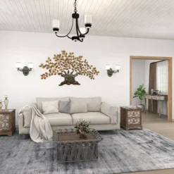 Traditional Metal Tree Indoor Outdoor Wall Decor With Leaves Brown - Olivia & May -Lamps and Lighting Store GUEST 65356692 4560 4dce 9756 0859f09fe248