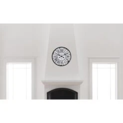 24" Round Metal & Wood Wall Clock White - Storied Home -Lamps and Lighting Store GUEST 654b962a f189 46ad 85b6 f19c74eac780
