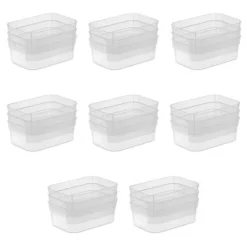 Sterilite Medium Storage Tray Containers With Sturdy Banded Rim And Textured Bottom For Desktop And Drawer Household Organization, Clear, 48 Pack -Lamps and Lighting Store GUEST 65b767d7 6e0e 468e 8678 6e815ddd202b