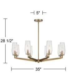 Possini Euro Design Byzantium Warm Gold Chandelier 35" Wide Modern Clear Glass Shade 8-Light Fixture For Dining Room Foyer Kitchen Island Entryway -Lamps and Lighting Store GUEST 65cabdc8 f91a 4857 be23 e928d8428fc5