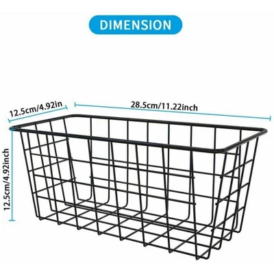 NEX 2pk Hanging Metal No Drilling Wall Mounted Storage Baskets Black 3 NEX 2pk Hanging Metal No Drilling Wall Mounted Storage Baskets Black