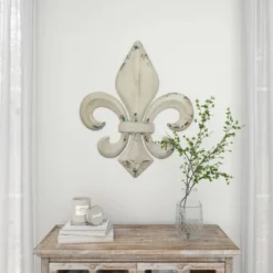 Metal Fleur De Lis Wall Decor With Distressing White - Olivia & May -Lamps and Lighting Store GUEST 665242b9 4344 485e 8b23 c82309e75906