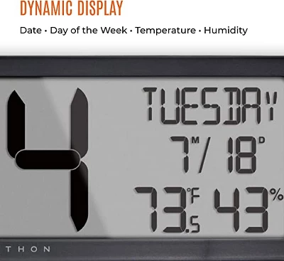 Marathon UltraWide Atomic 14-Inch Panoramic Display Wall Clock With Indoor Temperature & Humidity 5 Marathon UltraWide Atomic 14-Inch Panoramic Display Wall Clock With Indoor Temperature & Humidity - Image 3