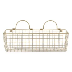 Design Imports Set Of 2 M Gold Wire Wall Baskets