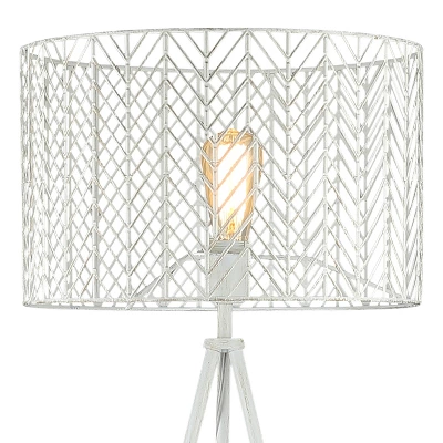 61" Cage Shade Metal Tripod Floor Lamp Ingrid White - River Of Goods 10 61" Cage Shade Metal Tripod Floor Lamp Ingrid White - River Of Goods - Image 8
