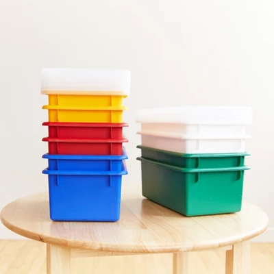 ECR4Kids Cubby Storage Bin With Non-Snap Lid, Plastic Conatiner, 10-Pack 4 ECR4Kids Cubby Storage Bin With Non-Snap Lid, Plastic Conatiner, 10-Pack - Image 2