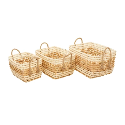 Set Of 3 Contemporary Sea Grass Storage Baskets Brown - Olivia & May 3 Set Of 3 Contemporary Sea Grass Storage Baskets Brown - Olivia & May
