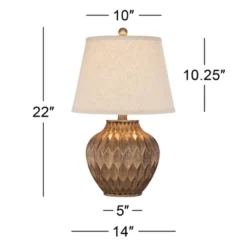 360 Lighting Accent Urn Table Lamp With USB Charging Port 22" High Warm Bronze Drum Shade For Living Room Desk Bedroom House -Lamps and Lighting Store GUEST 6e8066d4 1a20 45e1 822e 9dacd21fcc24